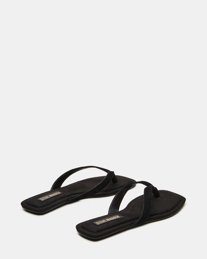 TRELLA Black Suede Square-Toe Thong Women's Sandal - Steve Madden