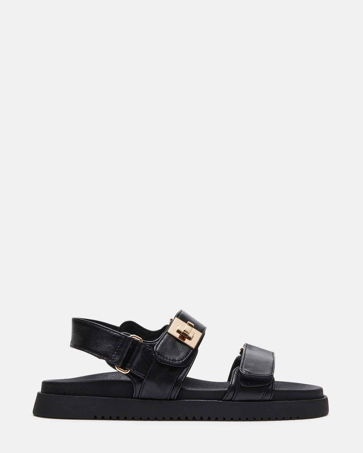 MONA Black Leather Flatform Women's Sandal - Steve Madden