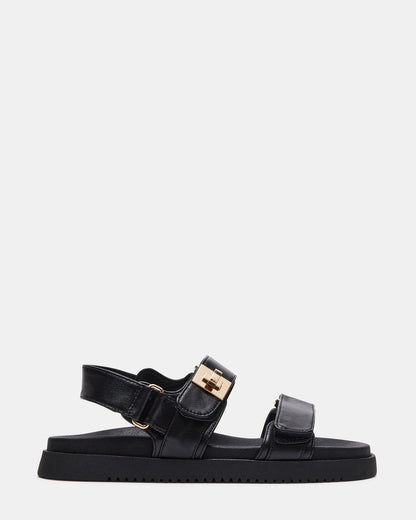 MONA Black Leather Flatform Women's Sandal - Steve Madden