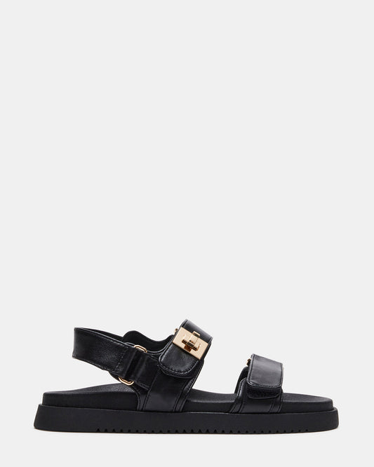 MONA Black Leather Flatform Women's Sandal - Steve Madden