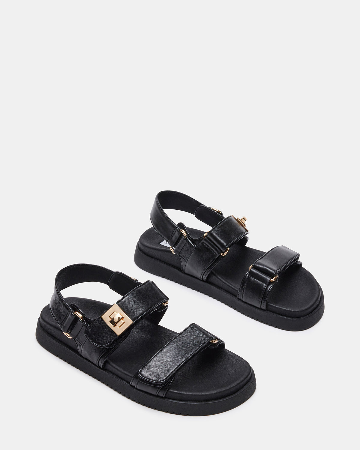 MONA Black Leather Flatform Women's Sandal - Steve Madden