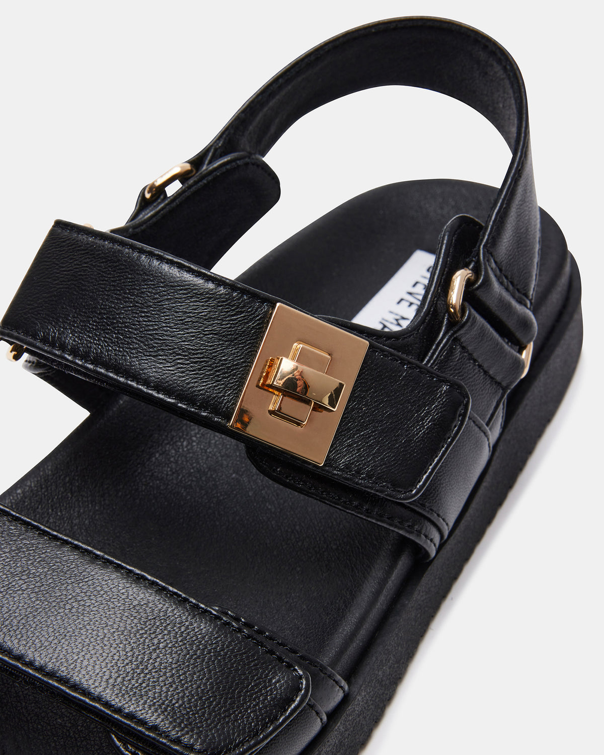 MONA Black Leather Flatform Women's Sandal - Steve Madden