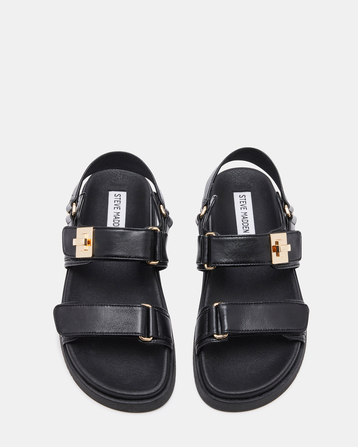 MONA Black Leather Flatform Women's Sandal - Steve Madden