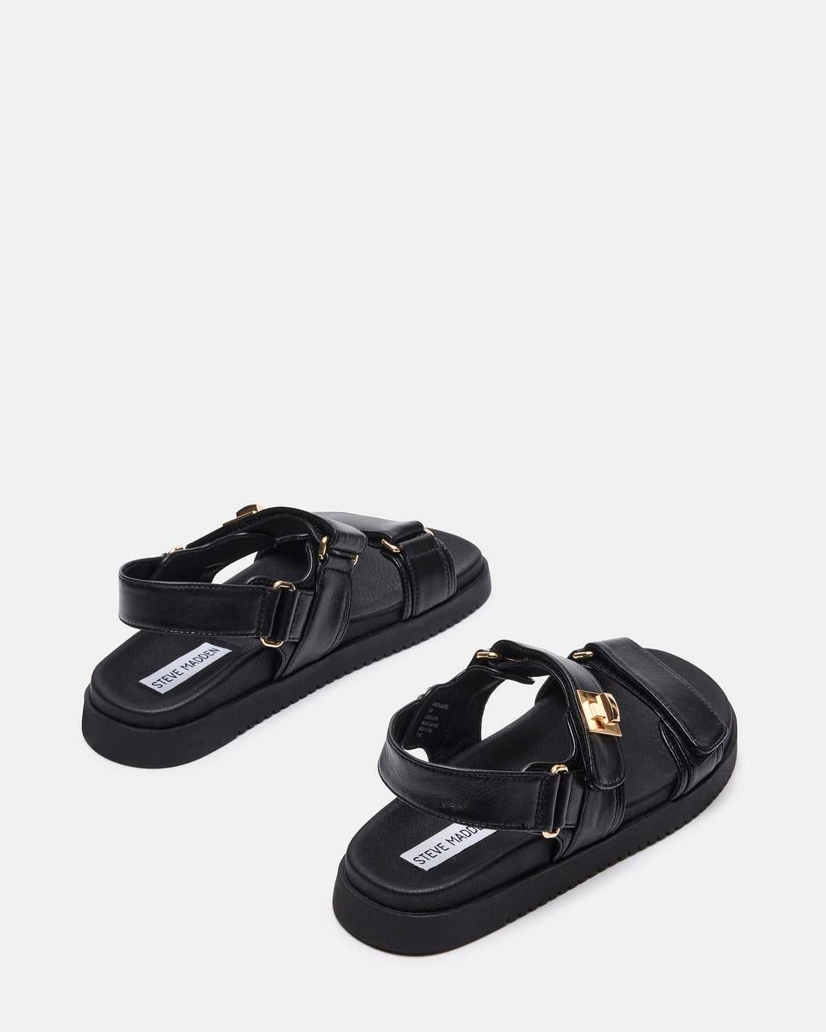MONA Black Leather Flatform Women's Sandal - Steve Madden