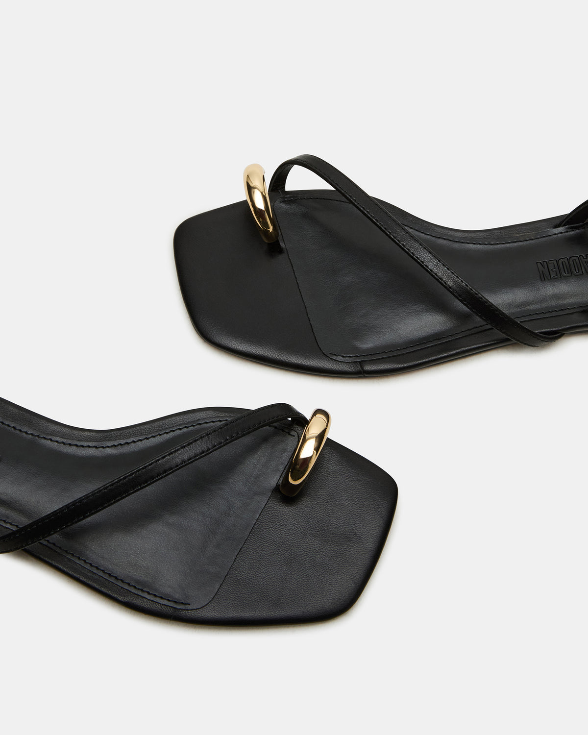 ODYSSEY Black Leather Strappy Square-Toe Women Sandal - Steve Madden