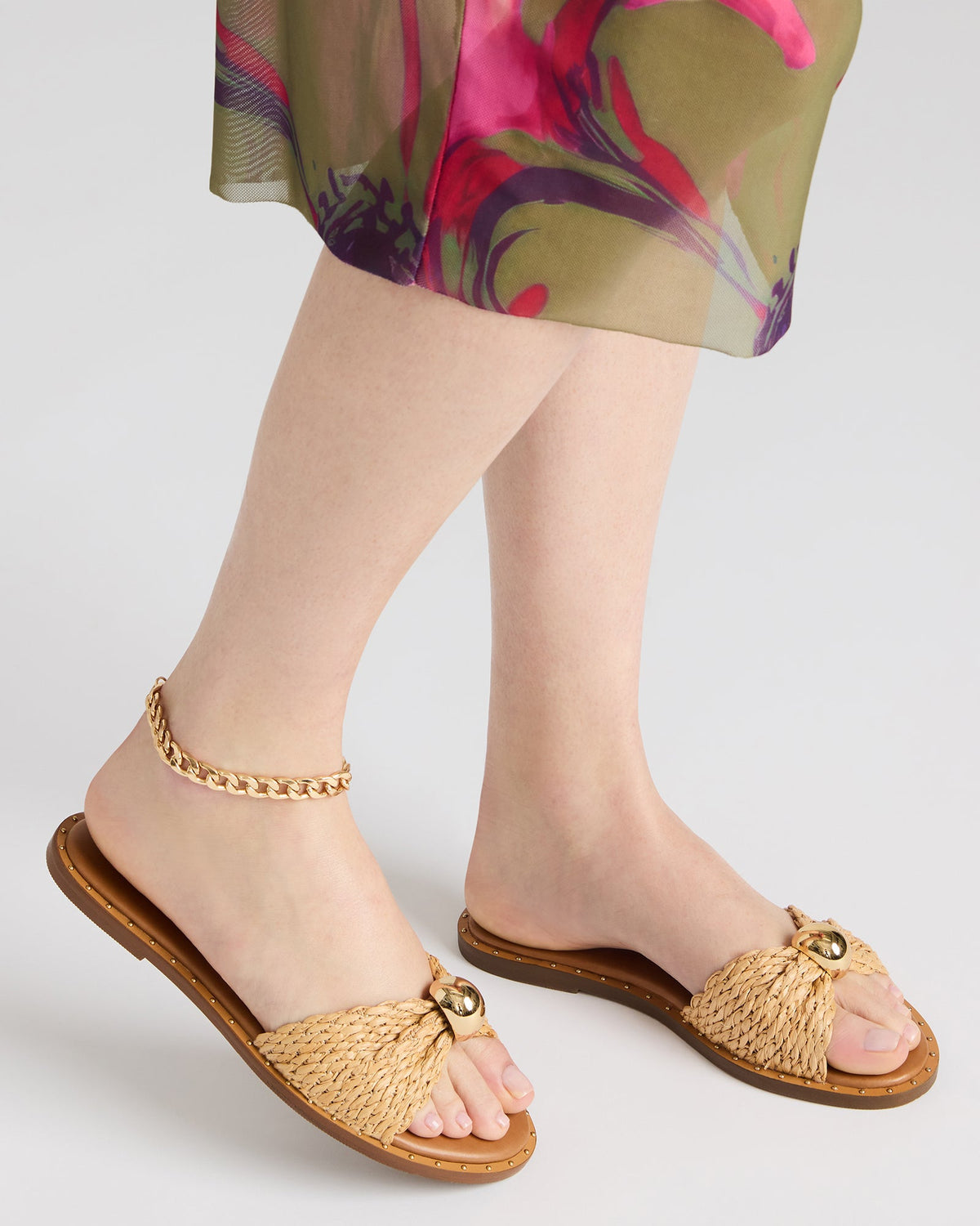 DIPSY Natural Raffia Slide Rounded Toe Women's Sandal - Steve Madden