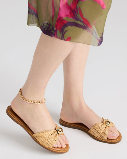 DIPSY Natural Raffia Slide Rounded Toe Women's Sandal - Steve Madden