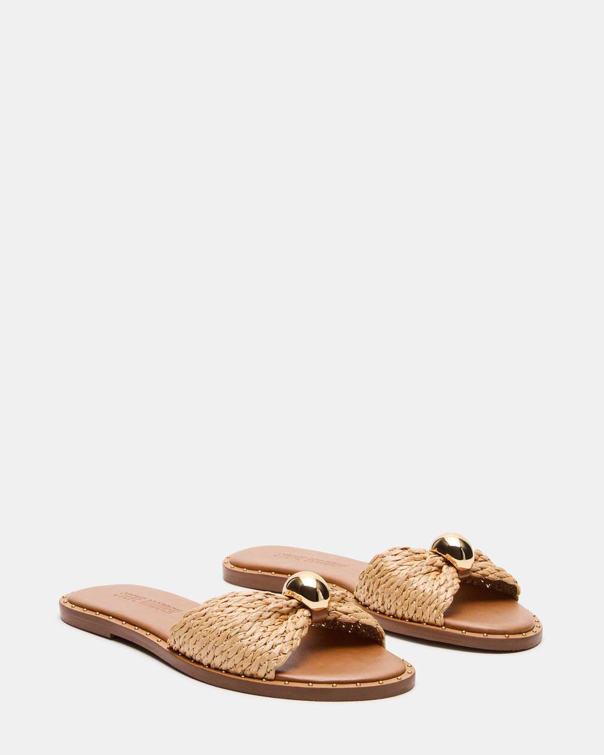 DIPSY Natural Raffia Slide Rounded Toe Women's Sandal - Steve Madden