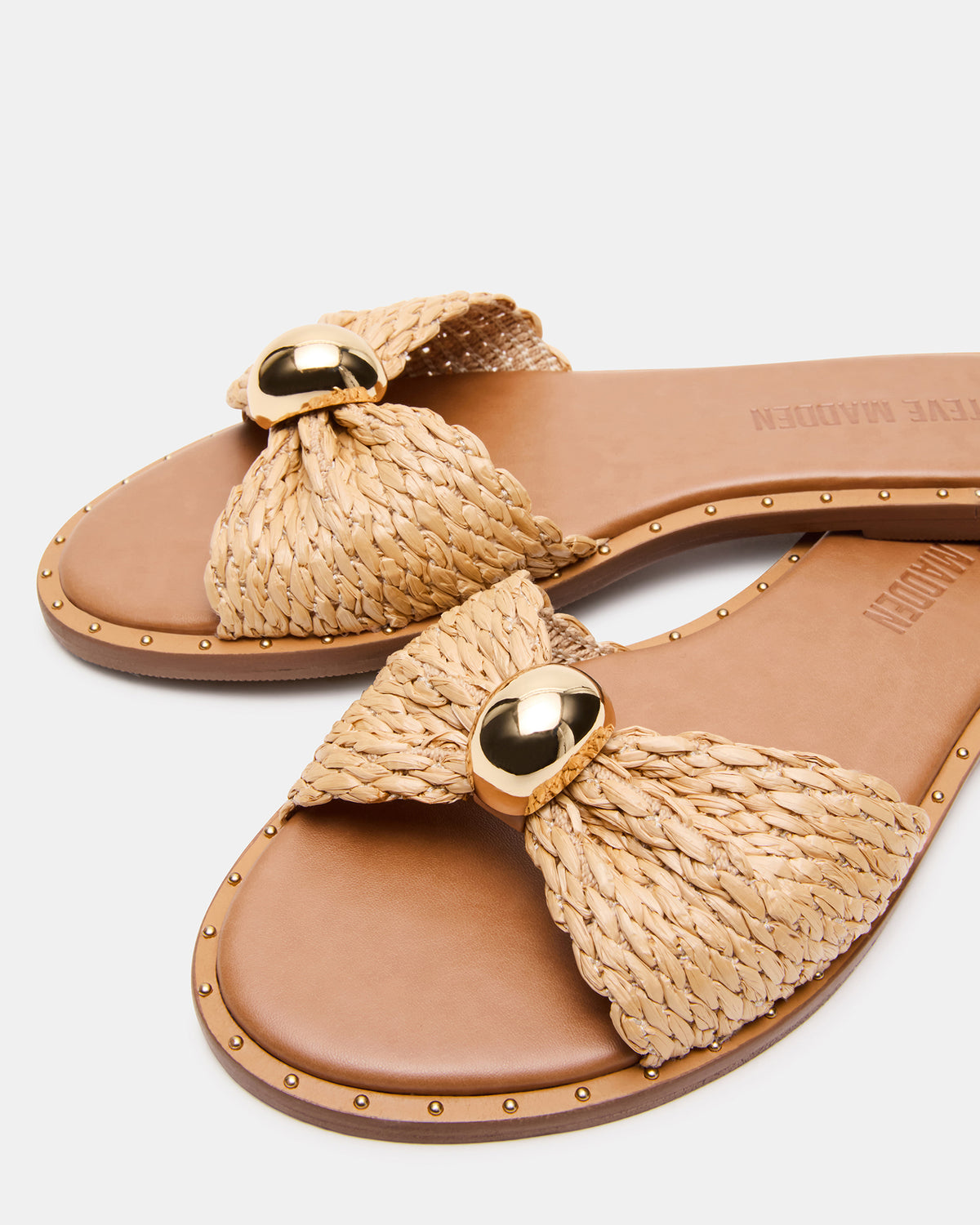 DIPSY Natural Raffia Slide Rounded Toe Women's Sandal - Steve Madden