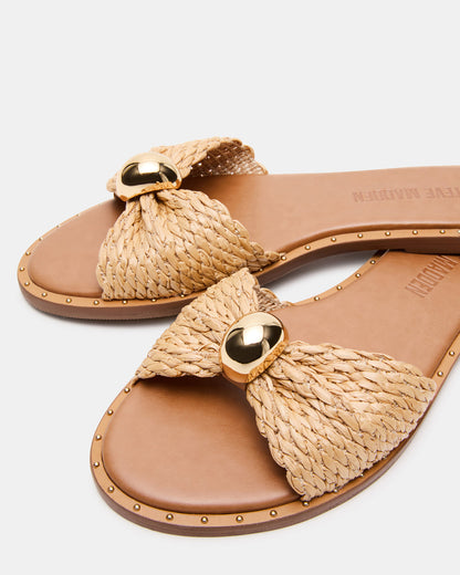 DIPSY Natural Raffia Slide Rounded Toe Women's Sandal - Steve Madden