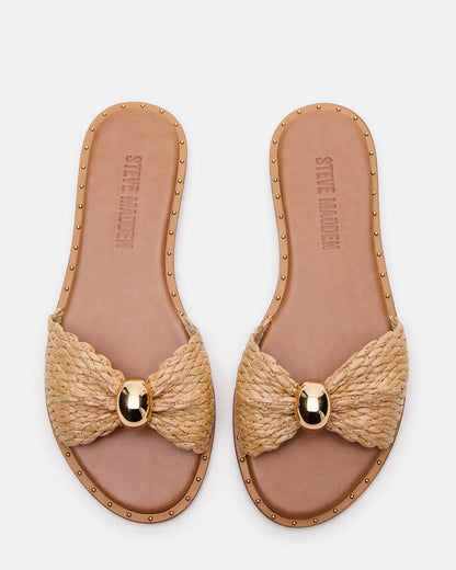 DIPSY Natural Raffia Slide Rounded Toe Women's Sandal - Steve Madden