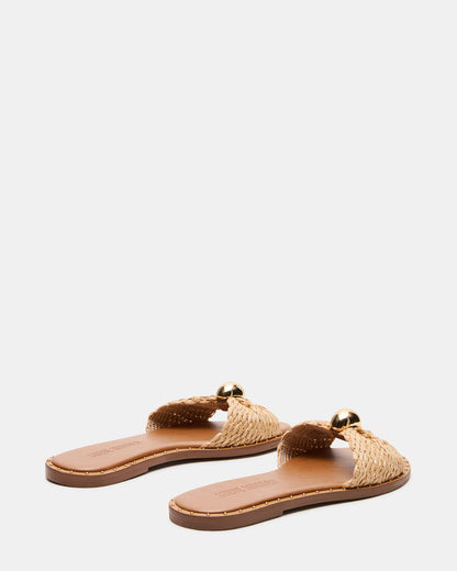 DIPSY Natural Raffia Slide Rounded Toe Women's Sandal - Steve Madden