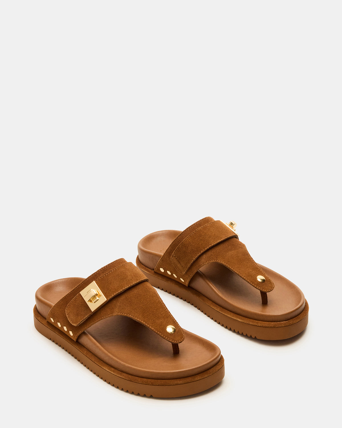 THONA Chestnut Suede Women's Flatform Thong Sandal - Steve Madden
