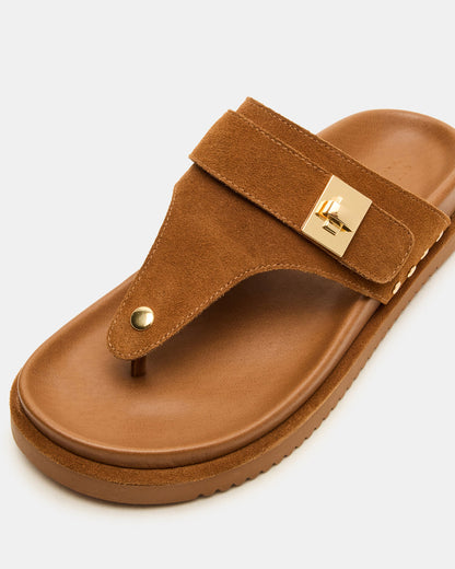 THONA Chestnut Suede Women's Flatform Thong Sandal - Steve Madden