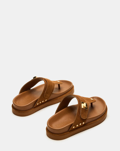 THONA Chestnut Suede Women's Flatform Thong Sandal - Steve Madden