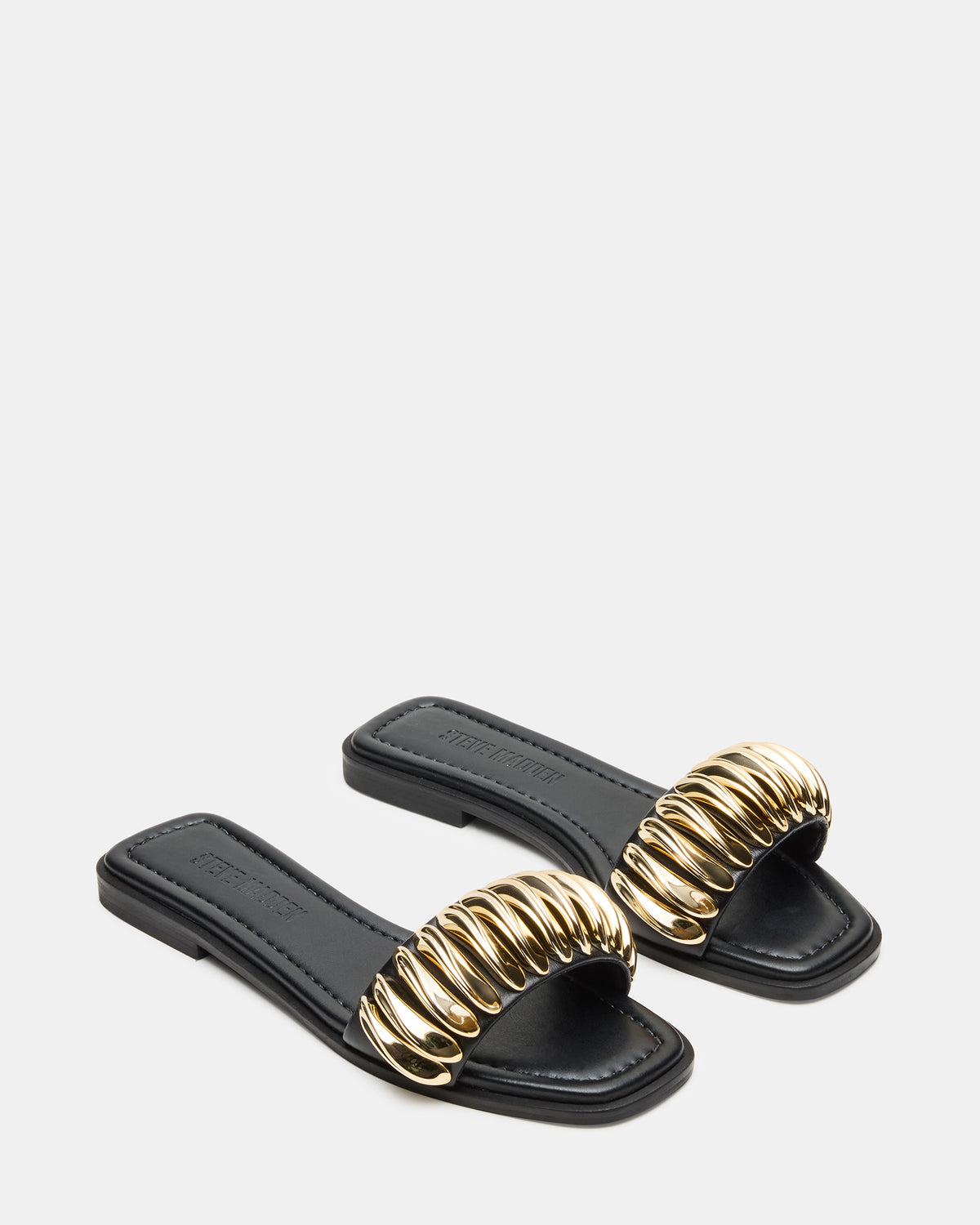 TETRIS Black Square-Toe Slide Women's Sandal - Steve Madden