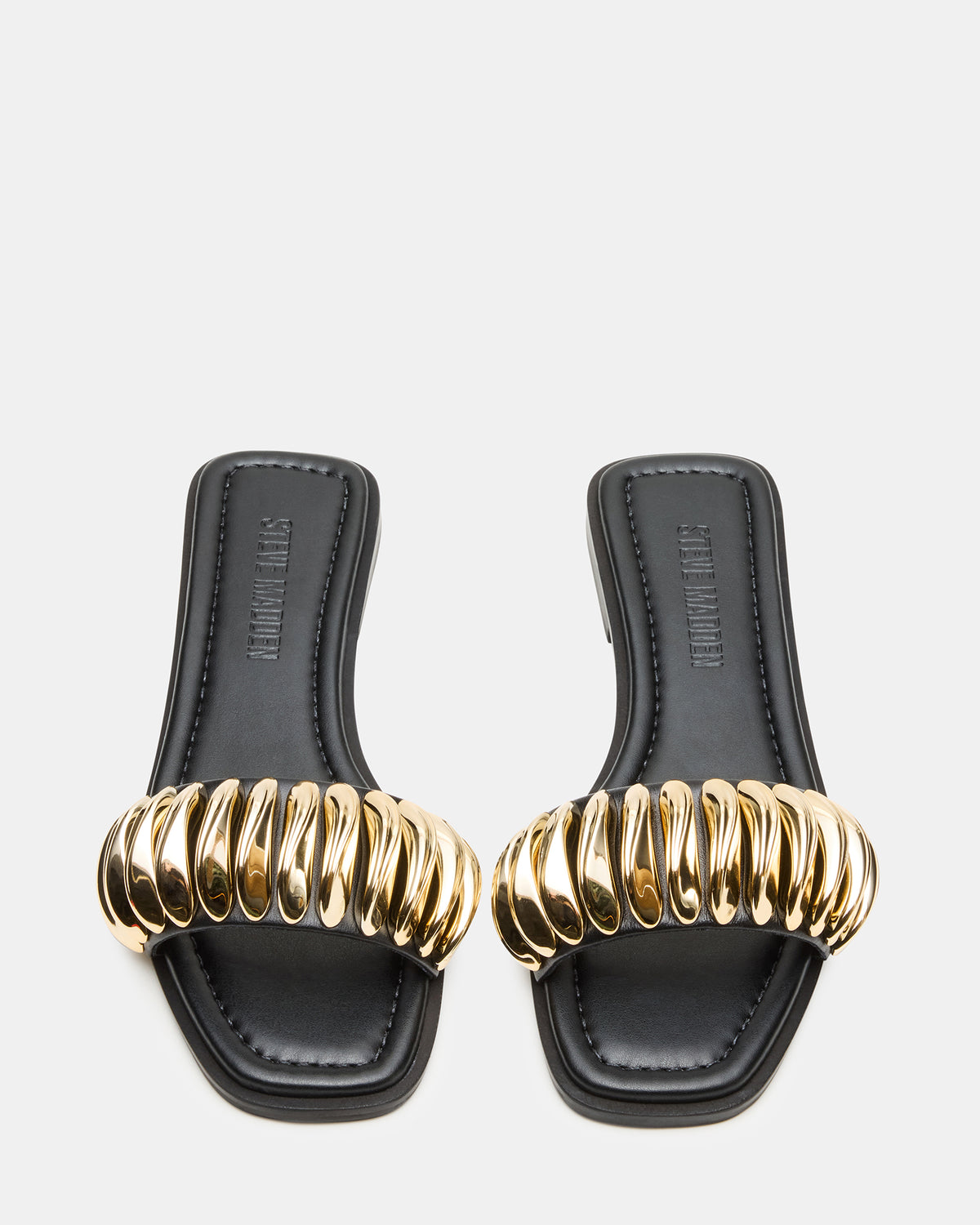 TETRIS Black Square-Toe Slide Women's Sandal - Steve Madden