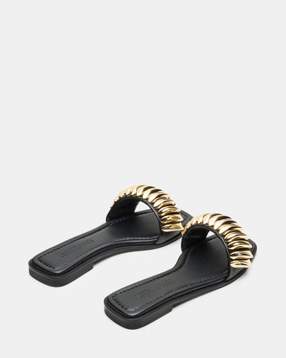 TETRIS Black Square-Toe Slide Women's Sandal - Steve Madden