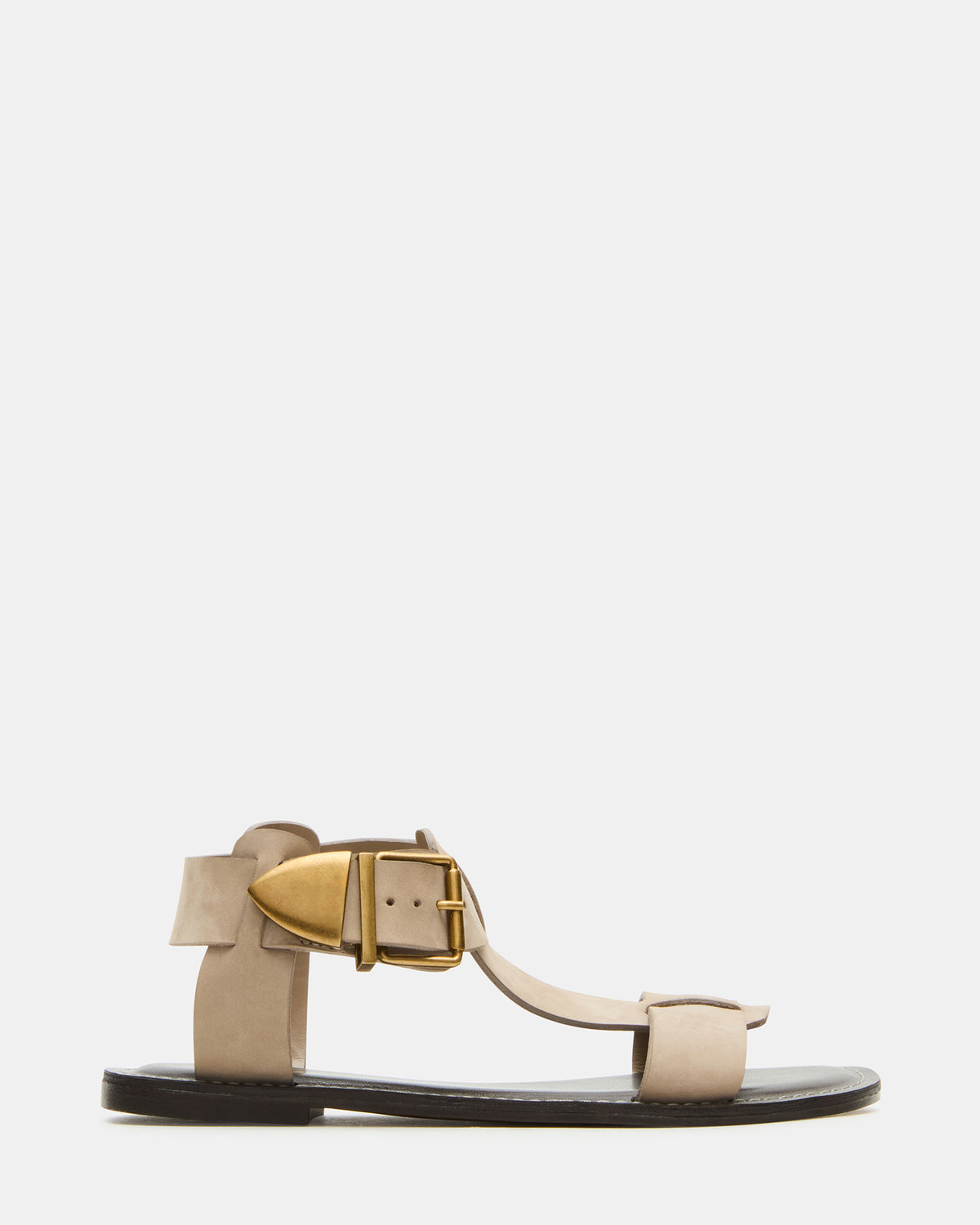 BRAZINN Taupe Nubuck Strappy Flat Sandal Women's Sandal - Steve Madden