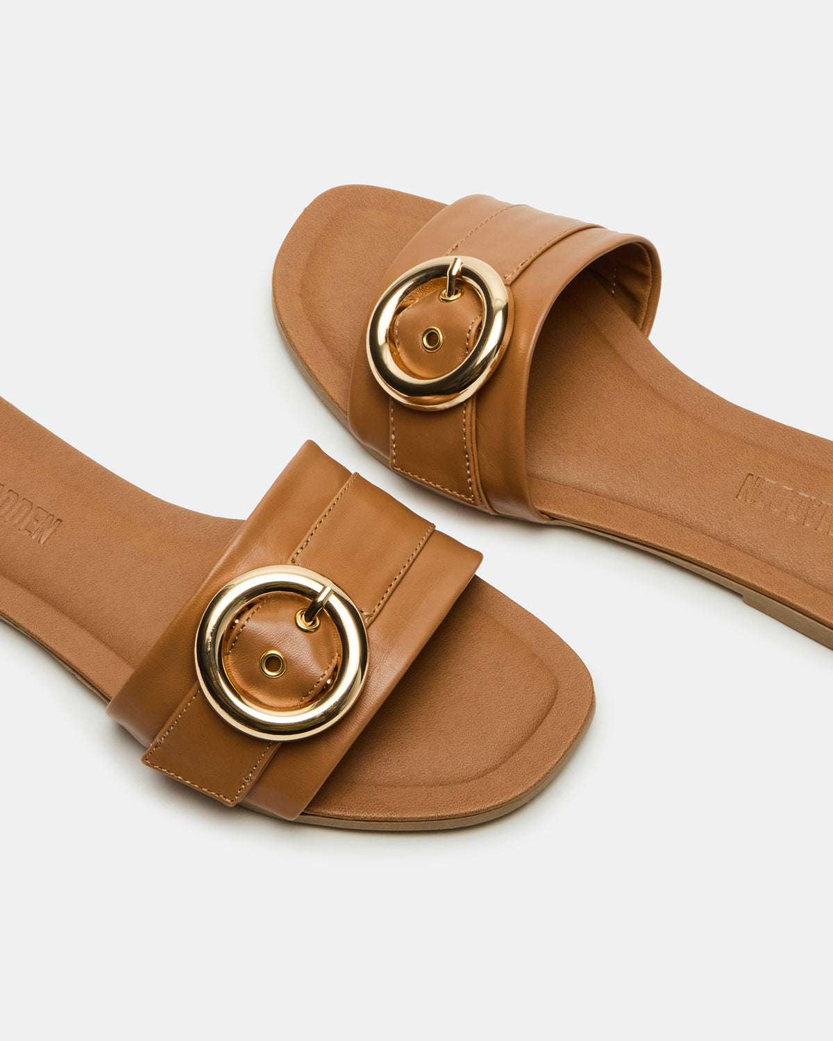 REEF Tan Leather Square-Toe Slide Women's Sandal - Steve Madden
