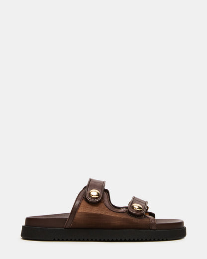 ATHENS Brown Mesh Slide Footbed Flatform Women's Sandal - Steve Madden