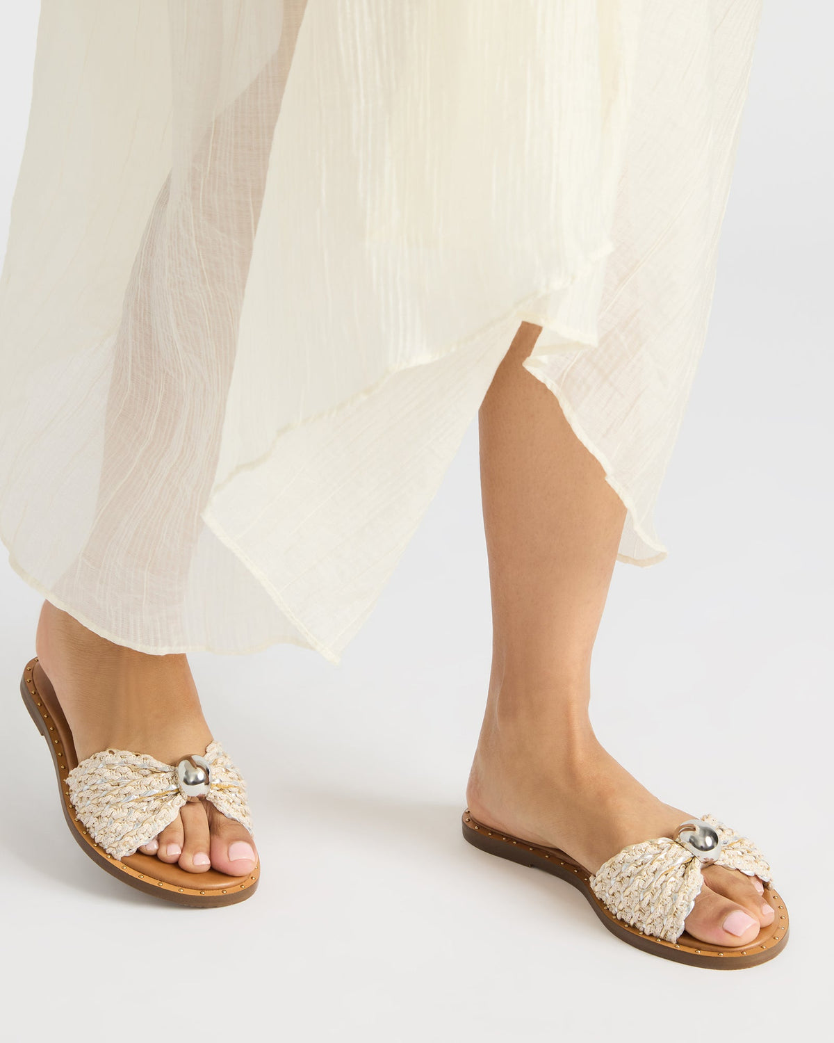 DIPSY Metallic Multi Slide Rounded Toe Women's Sandal - Steve Madden