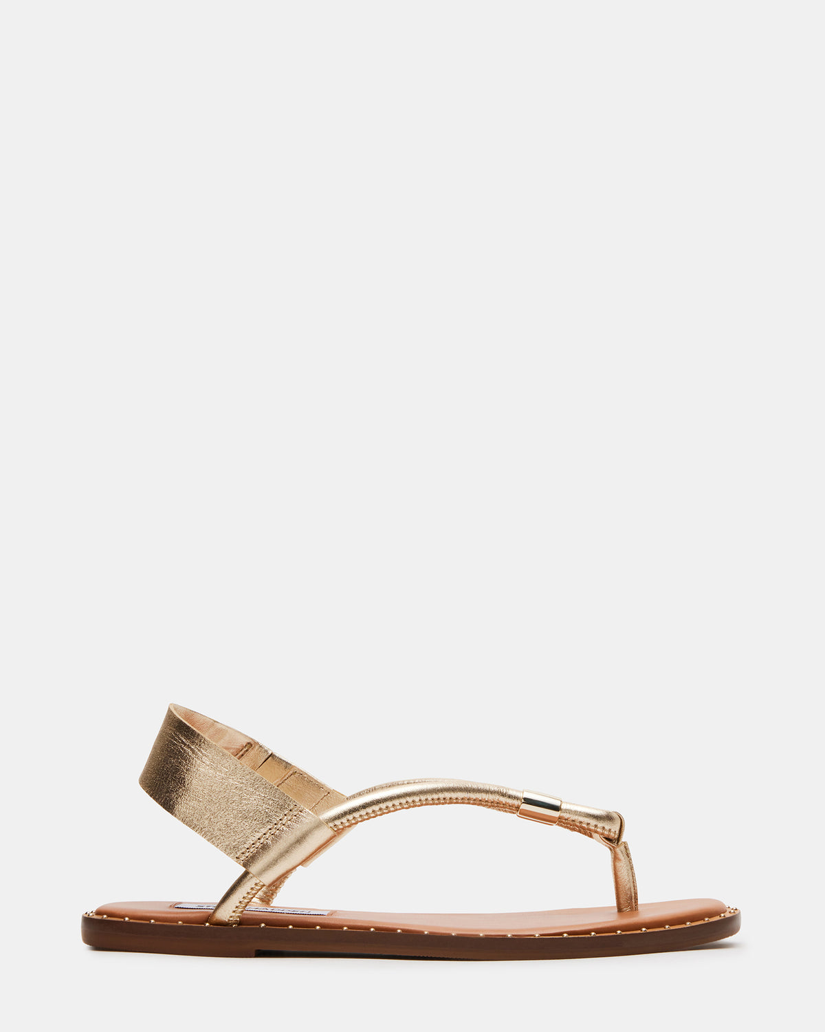 MEDUZA Gold Leather Women's Studded Thong Sandal - Steve Madden