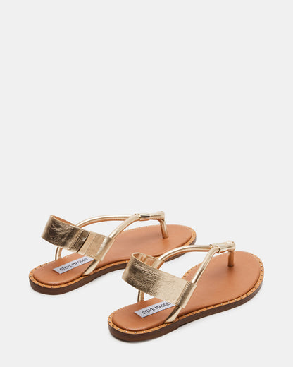 MEDUZA Gold Leather Women's Studded Thong Sandal - Steve Madden