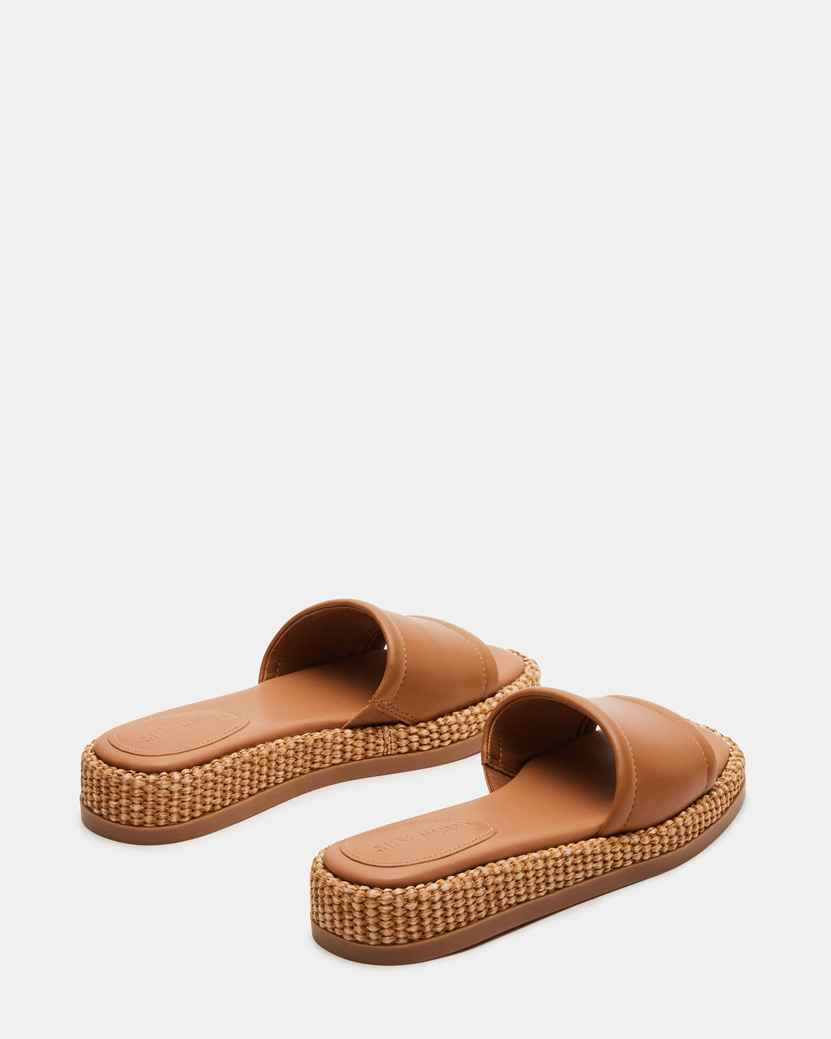 BOARDWALK Tan Leather Women's Raffia Slides - Steve Madden