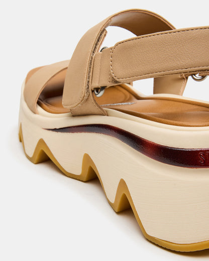 LOCHAN Natural Platform Flatform Strappy Women's Sandal - Steve Madden