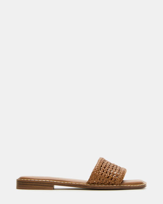 SNIDER Tan Square-Toe Slide Woven Women's Sandal - Steve Madden