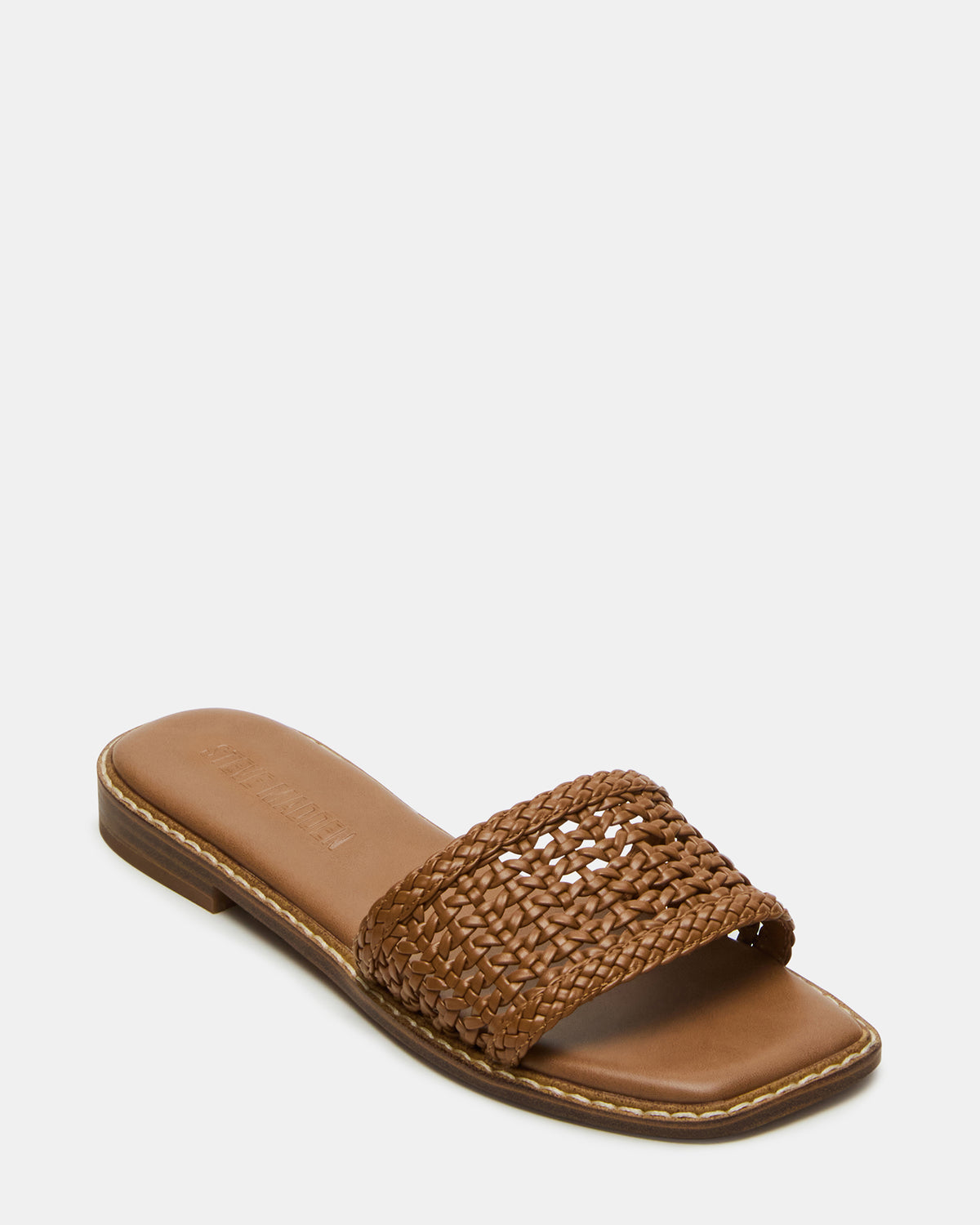 SNIDER Tan Square-Toe Slide Woven Women's Sandal - Steve Madden