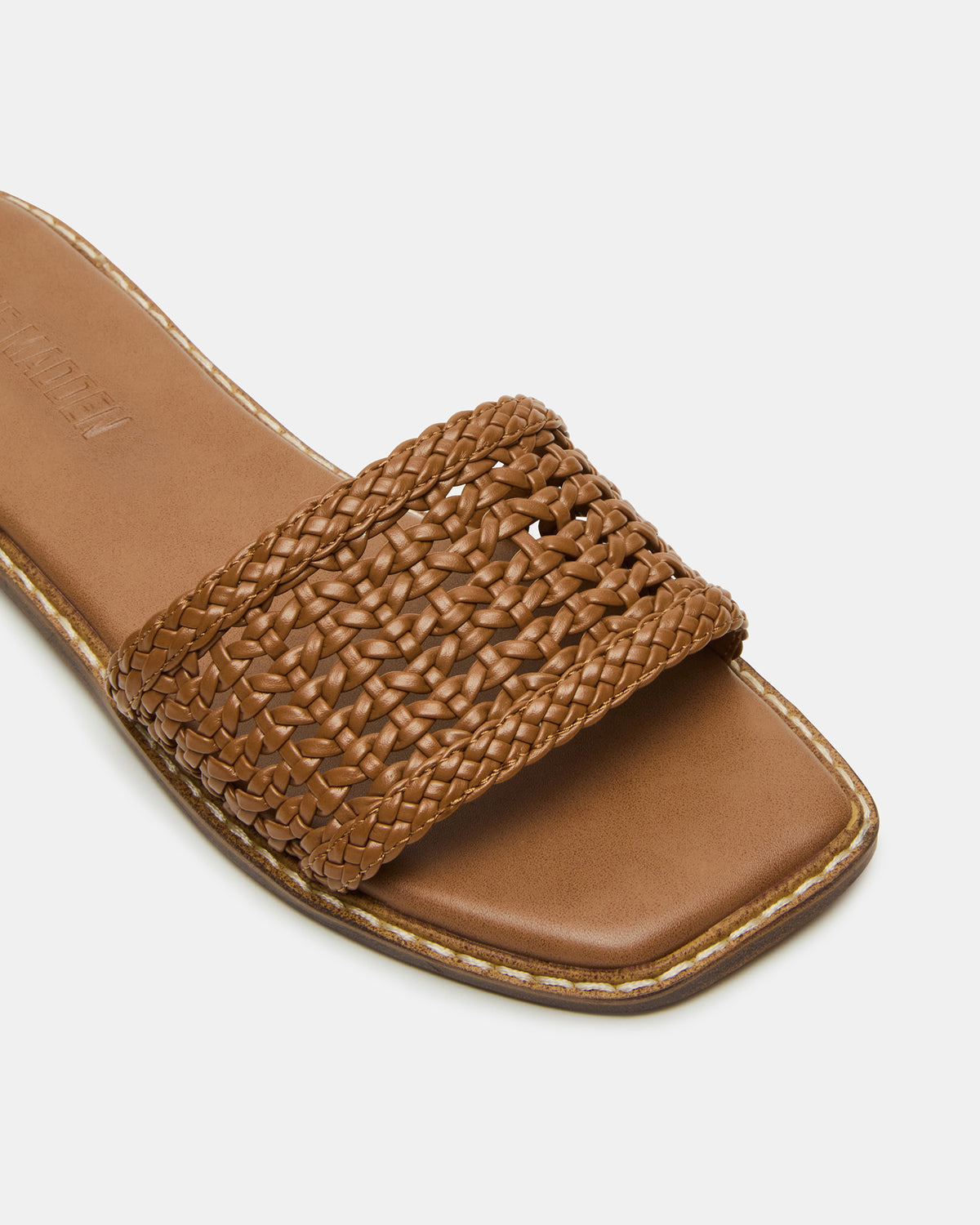SNIDER Tan Square-Toe Slide Woven Women's Sandal - Steve Madden
