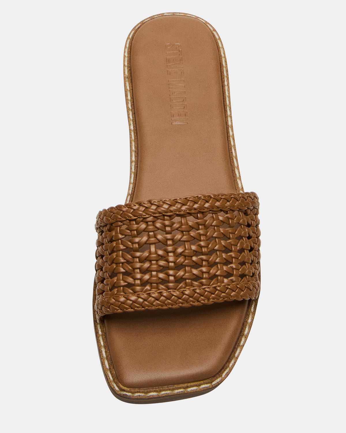 SNIDER Tan Square-Toe Slide Woven Women's Sandal - Steve Madden