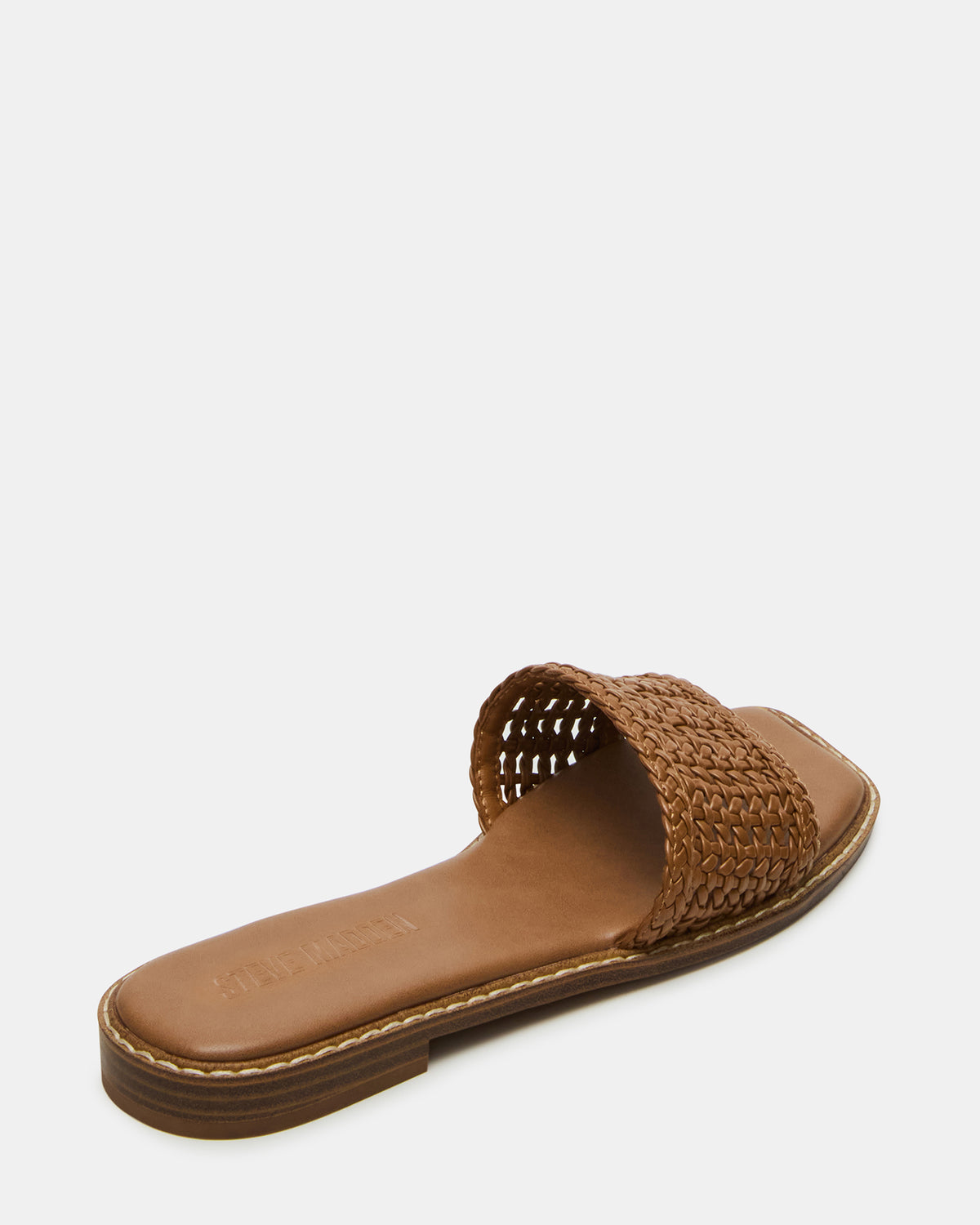 SNIDER Tan Square-Toe Slide Woven Women's Sandal - Steve Madden