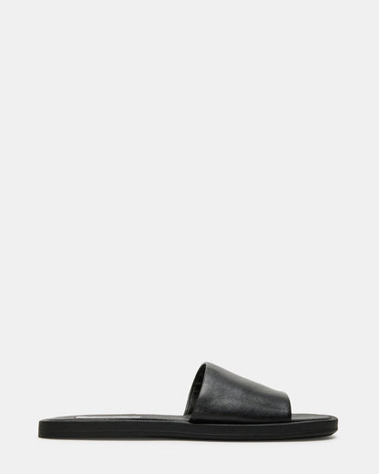 KAYA Black Leather Slide Sandal | Women's Sandals - Steve Madden