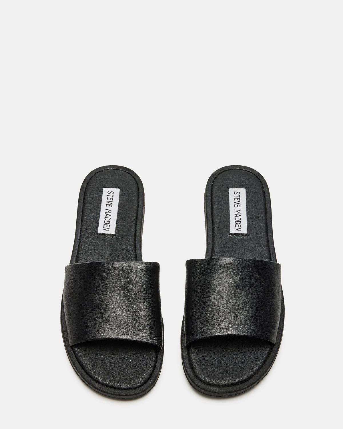KAYA Black Leather Slide Sandal | Women's Sandals - Steve Madden
