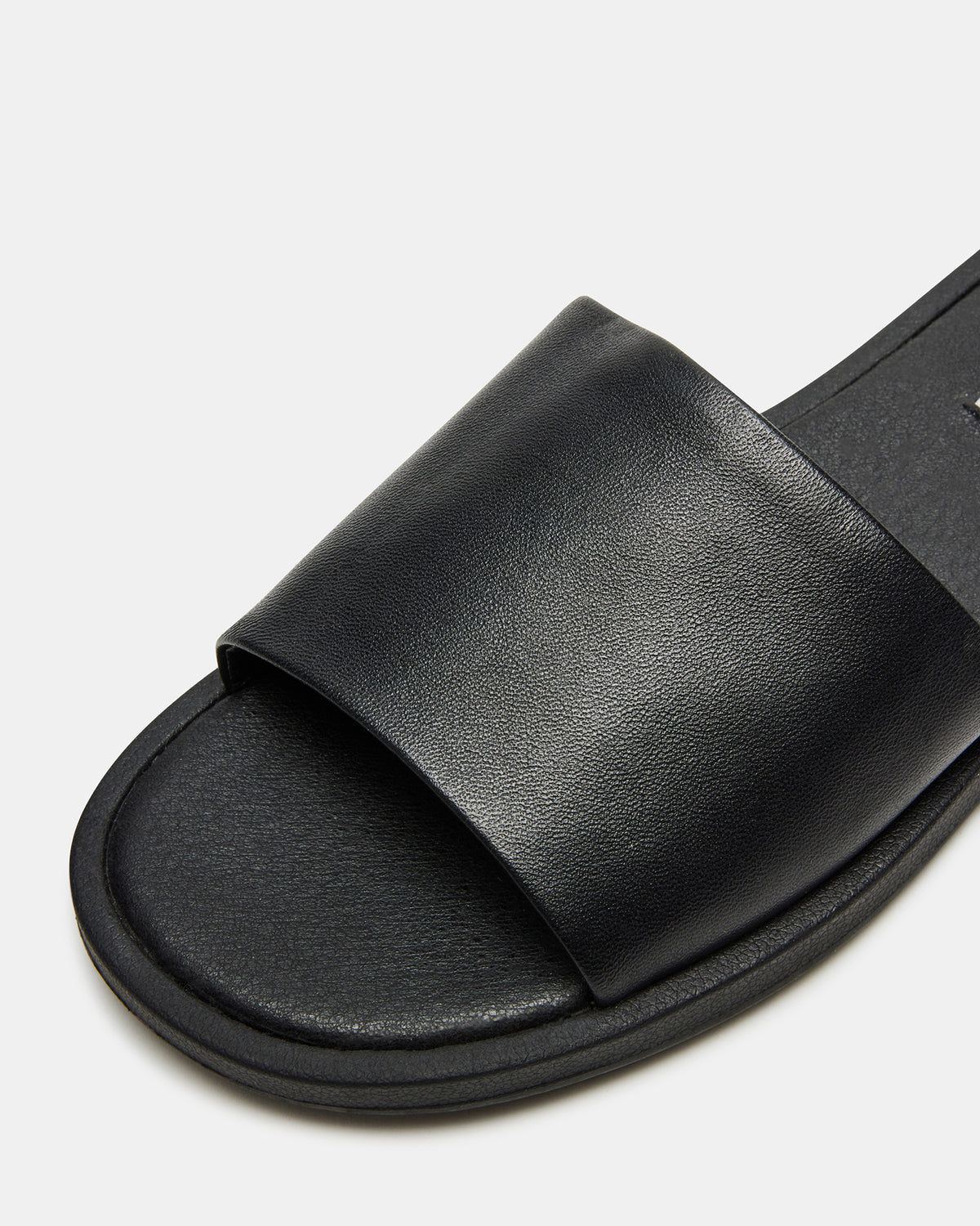 KAYA Black Leather Slide Sandal | Women's Sandals - Steve Madden