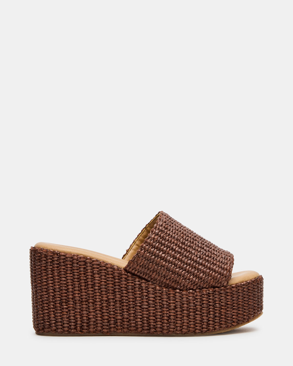 JETTY Brown Raffia Platform Wedge Women's Sandal - Steve Madden