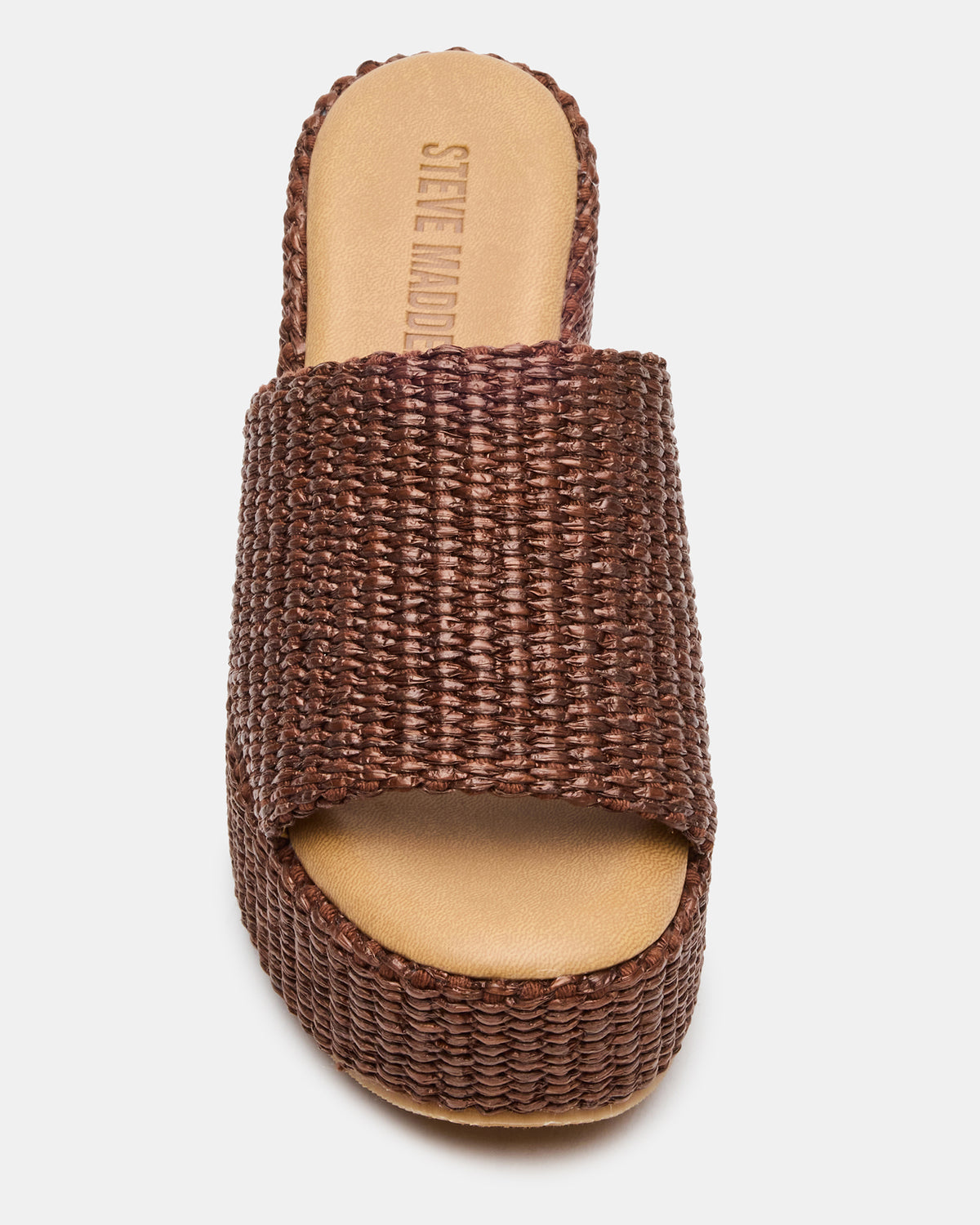 JETTY Brown Raffia Platform Wedge Women's Sandal - Steve Madden