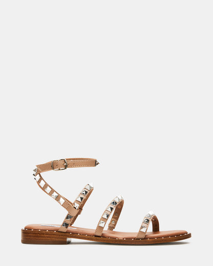 TRAVEL Tan Women's Studded Strappy Sandal - Steve Madden