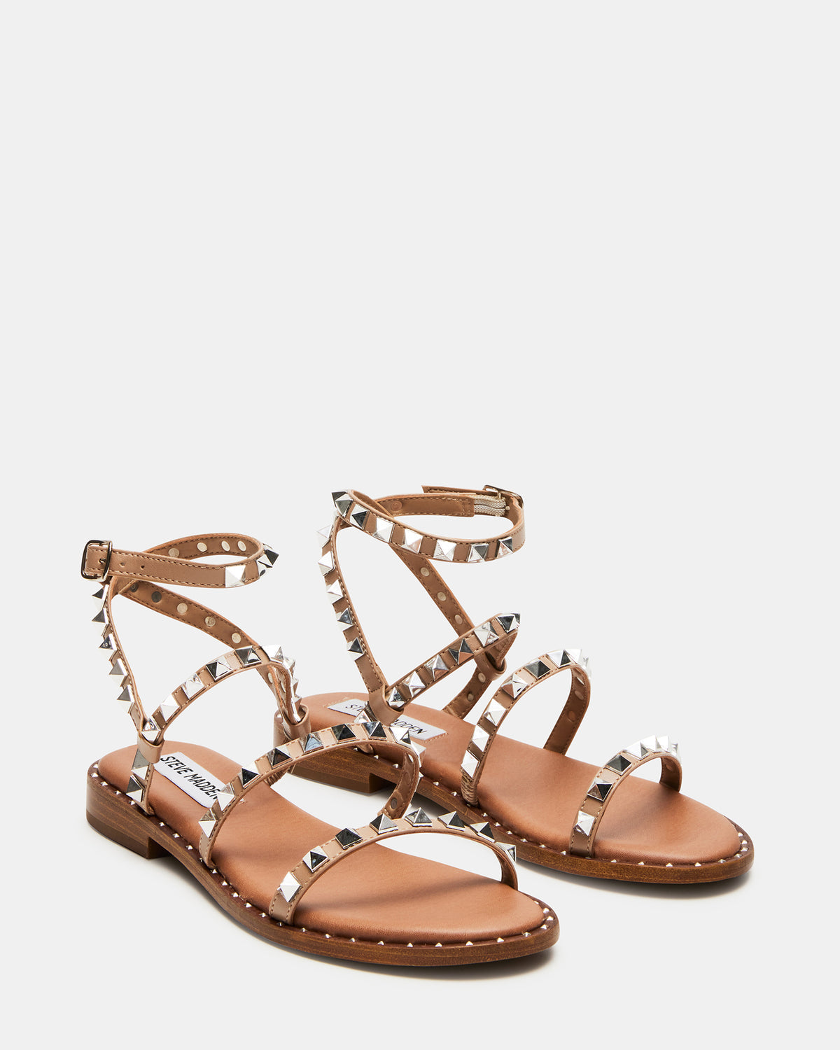 TRAVEL Tan Women's Studded Strappy Sandal - Steve Madden