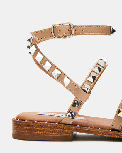 TRAVEL Tan Women's Studded Strappy Sandal - Steve Madden