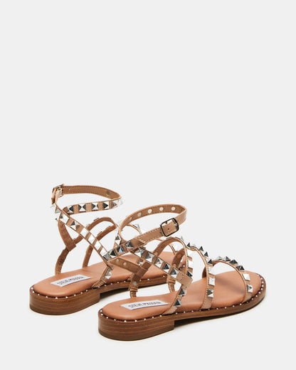 TRAVEL Tan Women's Studded Strappy Sandal - Steve Madden