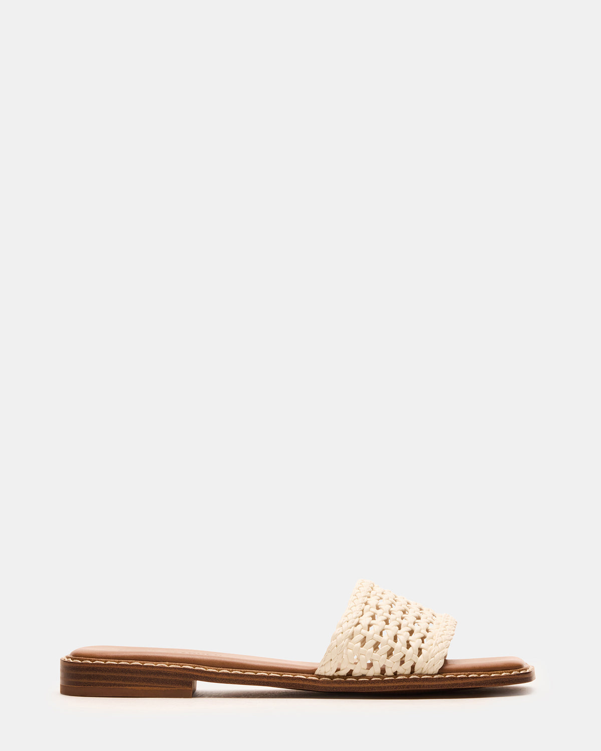 SNIDER White Square-Toe Slide Woven Women's Sandal - Steve Madden