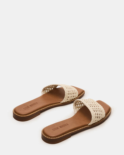 SNIDER White Square-Toe Slide Woven Women's Sandal - Steve Madden
