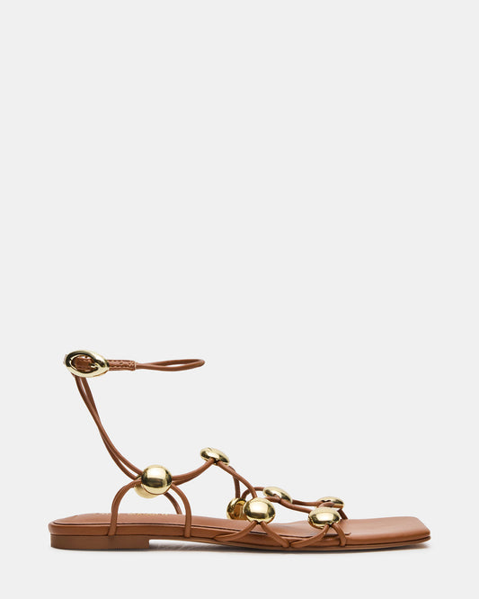 TIDES Cognac Strappy Square-Toe Women's Sandal - Steve Madden
