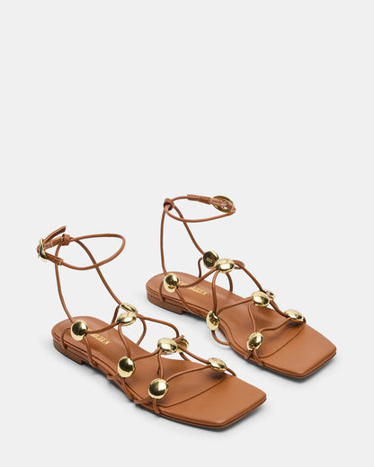 TIDES Cognac Strappy Square-Toe Women's Sandal - Steve Madden