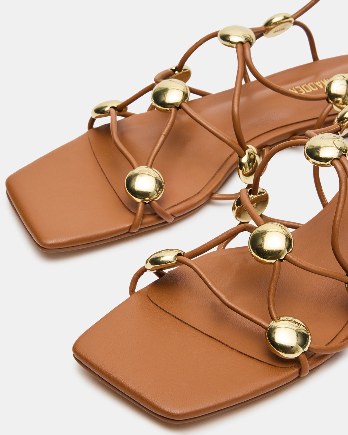 TIDES Cognac Strappy Square-Toe Women's Sandal - Steve Madden