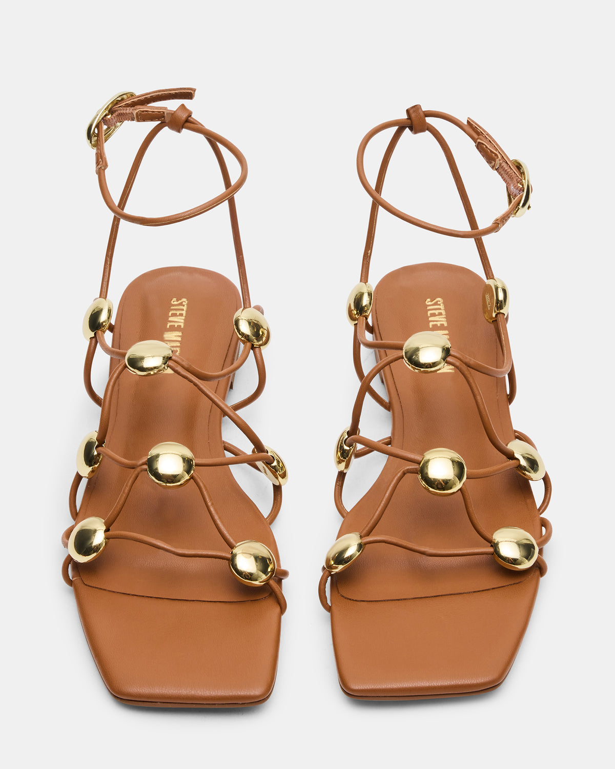 TIDES Cognac Strappy Square-Toe Women's Sandal - Steve Madden